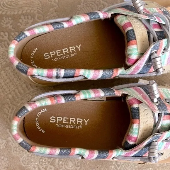 Brand New Sperry Shoresider 3-Eye Sparkle Stripe Boat Shoes Slip On Loafers