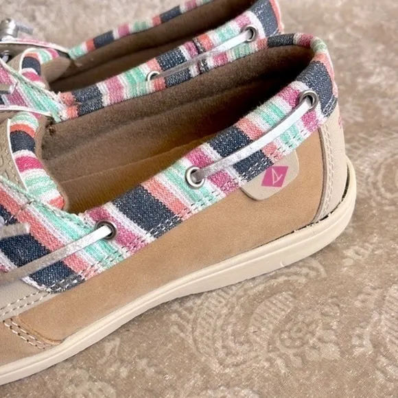 Brand New Sperry Shoresider 3-Eye Sparkle Stripe Boat Shoes Slip On Loafers