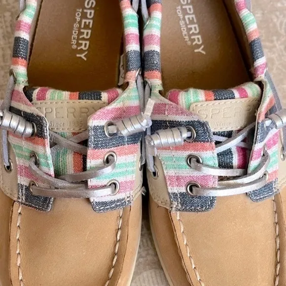 Brand New Sperry Shoresider 3-Eye Sparkle Stripe Boat Shoes Slip On Loafers