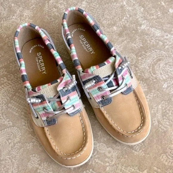 Brand New Sperry Shoresider 3-Eye Sparkle Stripe Boat Shoes Slip On Loafers