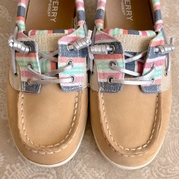 Brand New Sperry Shoresider 3-Eye Sparkle Stripe Boat Shoes Slip On Loafers