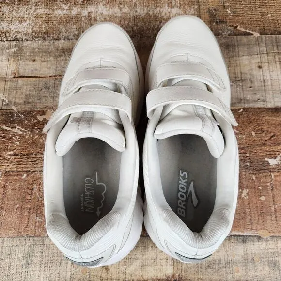Brooks Addiction Walker V-Strap 2 Men's Sz 10 D White Hook &amp; Loop Walking Shoes
