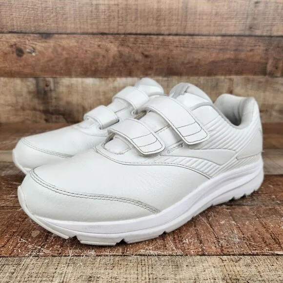 Brooks Addiction Walker V-Strap 2 Men's Sz 10 D White Hook &amp; Loop Walking Shoes