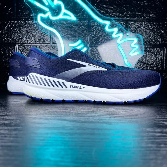 Brooks Beast GTS 24 4E Wide Men’s Running Walking Shoes Sneakers Blue White - 10