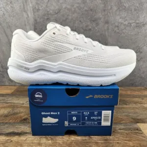 Brooks Ghost Max 2 Sz 9 Mens Bright White Casual Walking Running Shoes