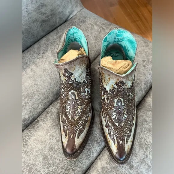 Brown and Cream Western Booties