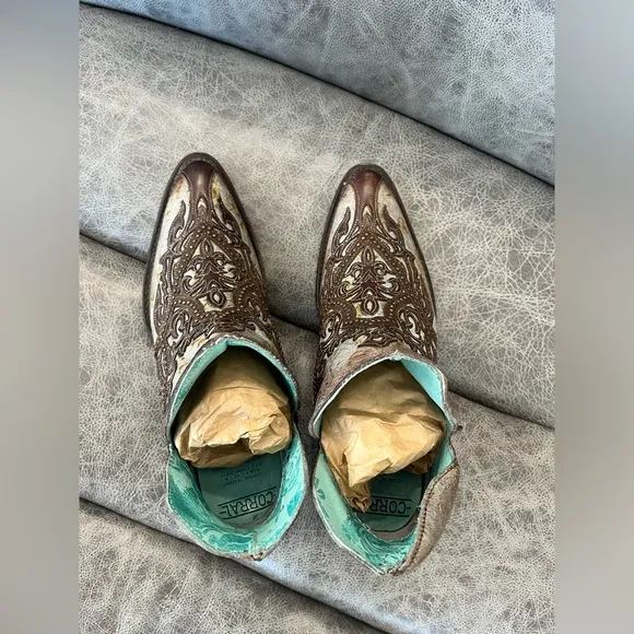 Brown and Cream Western Booties