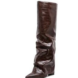 Brown Over the Knee Boots with Stiletto Heel