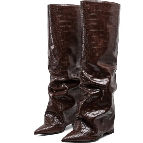 Brown Over the Knee Boots with Stiletto Heel