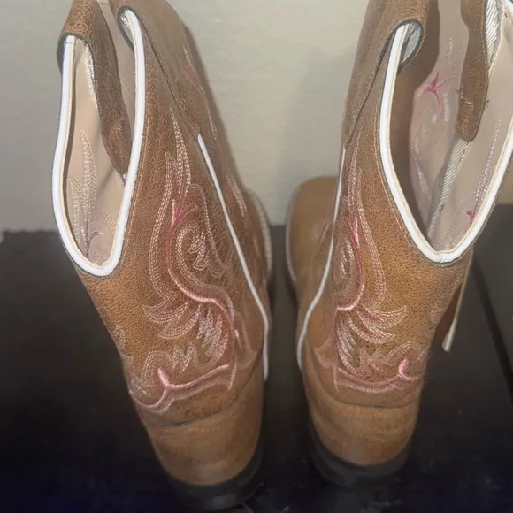 Brown Western Boots with Pink Accents