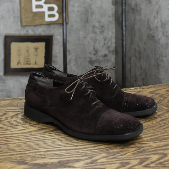 Bruno Magli Womens Vintage Suede Lace Up Oxford Dress Shoes Brown 5.5B