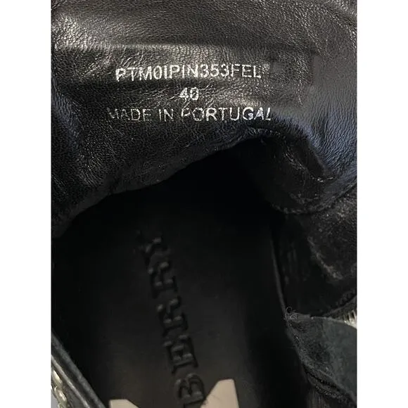 Burberry Black Leather Lace Front Studded Ankle Sneakers Size 9.5
