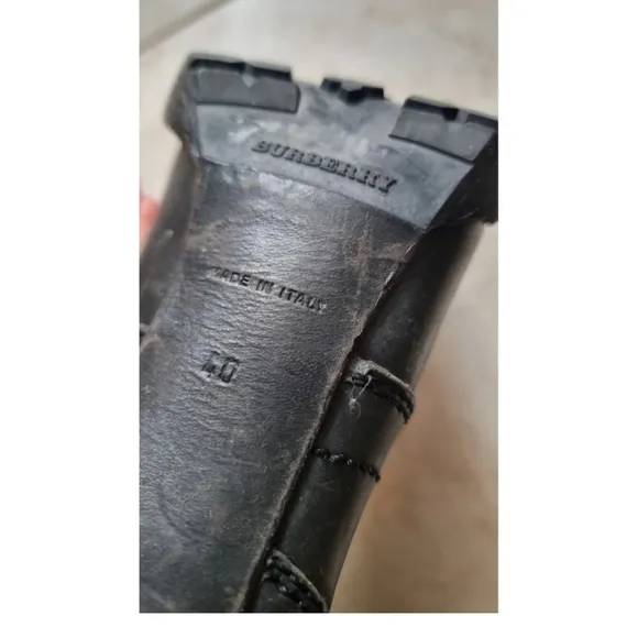 BURBERRY Black Leather Shearling Lined Boots