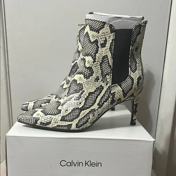 Calvin Klein Women's Snake Print Ankle Boots NIB