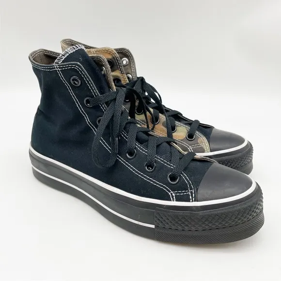 Camo and Black Converse High Top Shoes. Size 7 1/2