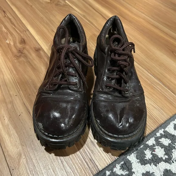 Candies Dark Brown Leather Platform 90s Oxfords Shoes Size 9