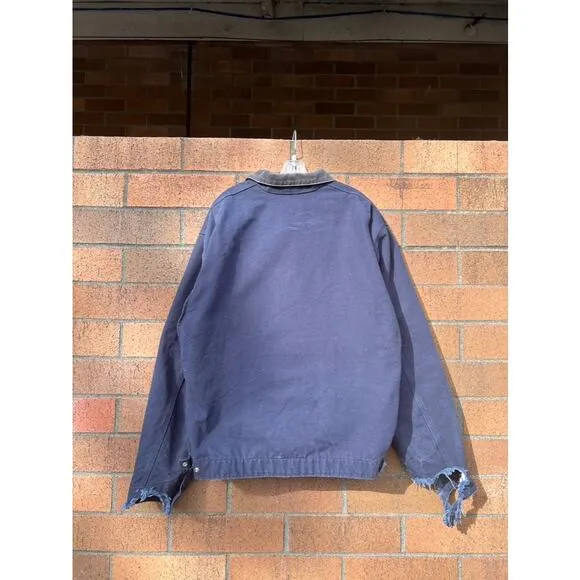 Carhartt Budweiser Vintage Blue Thrashed Blanket Lined Detroit Jacket J172 DNY