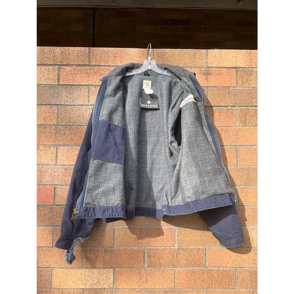 Carhartt Budweiser Vintage Blue Thrashed Blanket Lined Detroit Jacket J172 DNY