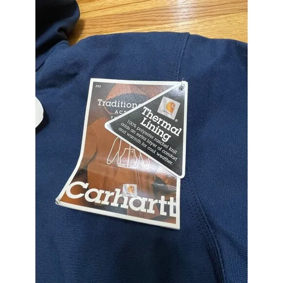 Carhartt Men's Jacket Utility Workwear Hooded Vintage Deadstock Denim L Blue