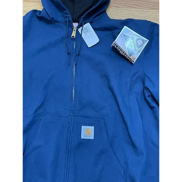 Carhartt Men's Jacket Utility Workwear Hooded Vintage Deadstock Denim L Blue