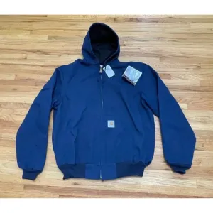 Carhartt Men's Jacket Utility Workwear Hooded Vintage Deadstock Denim L Blue