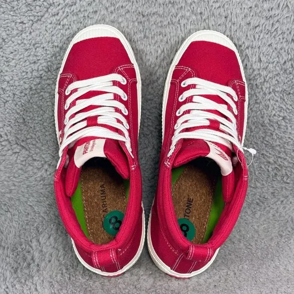 Cariuma Pantone Viva Magenta Womens Size 8 High Top Sneakers Shoes Red Canvas