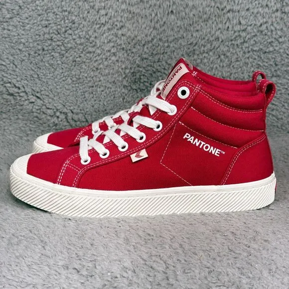 Cariuma Pantone Viva Magenta Womens Size 8 High Top Sneakers Shoes Red Canvas