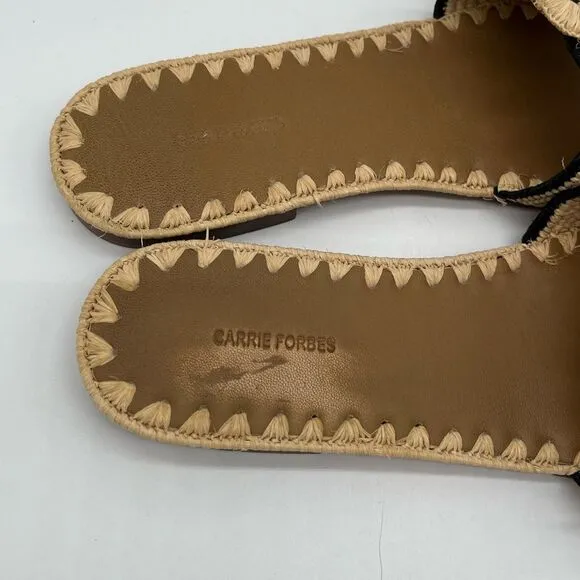 Carrie Forbes Kia Natural Raffia Sandals Natural Tan Beige Womens Shoes 37 7