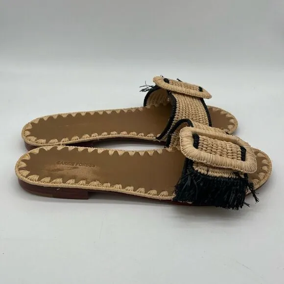 Carrie Forbes Kia Natural Raffia Sandals Natural Tan Beige Womens Shoes 37 7