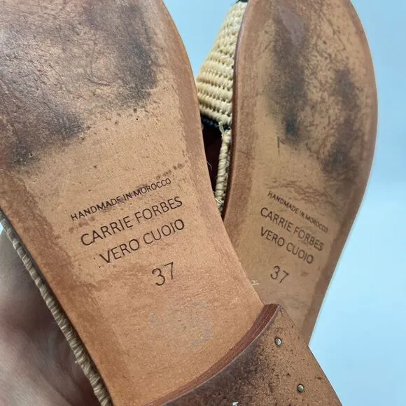 Carrie Forbes Kia Natural Raffia Sandals Natural Tan Beige Womens Shoes 37 7