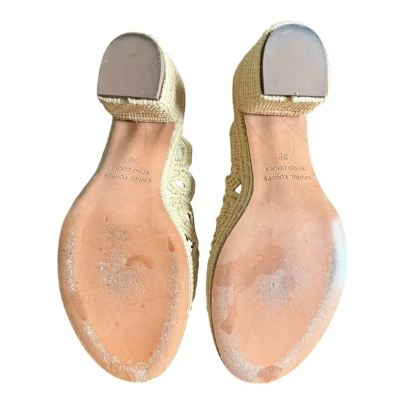 Carrie Forbes rafia crochet heel slide sz 38 US sz 7.5-8