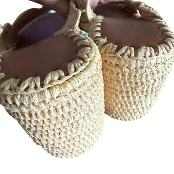 Carrie Forbes rafia crochet heel slide sz 38 US sz 7.5-8