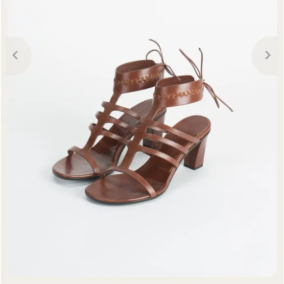 Carritz Arae Leather Sandals 40 Black Italy Strappy Open Toe Heel