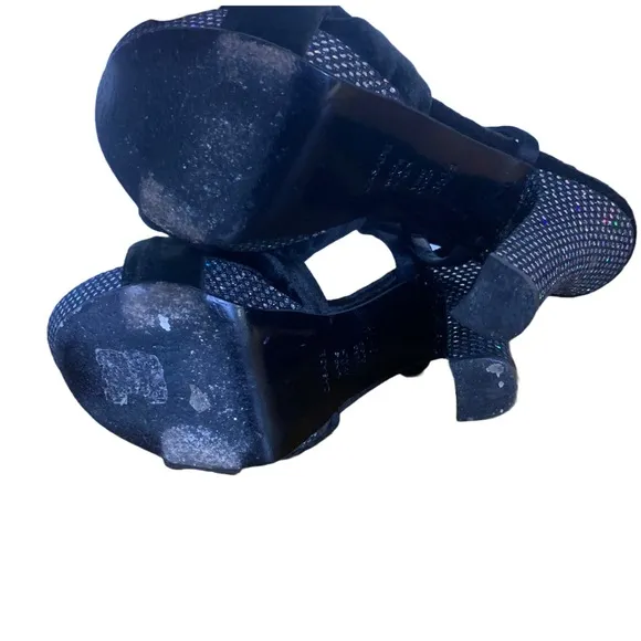 CASADEI BLACK WITH MULTI-COLOR SEQUIN HEELS VELVET BOW PLATFORM SHOES (35.5)