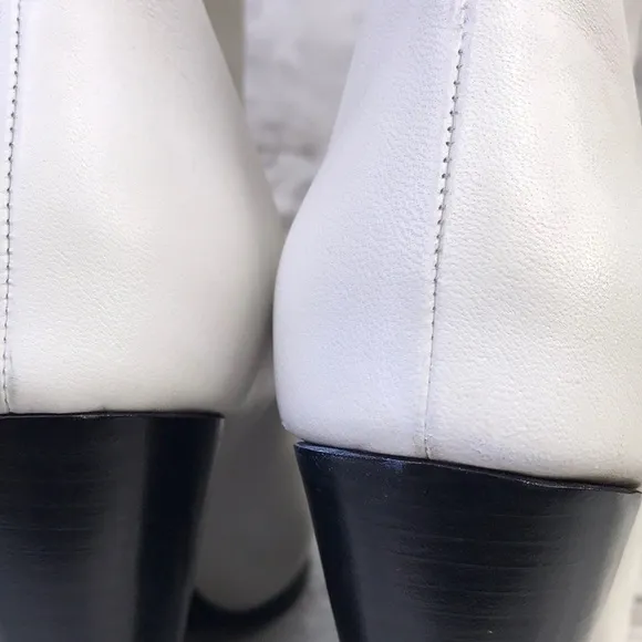 Celine Paris women’s White Leather Front Zipper Wedge High Fashion Ankle Boots38