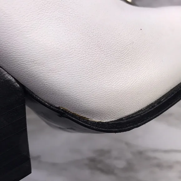Celine Paris women’s White Leather Front Zipper Wedge High Fashion Ankle Boots38
