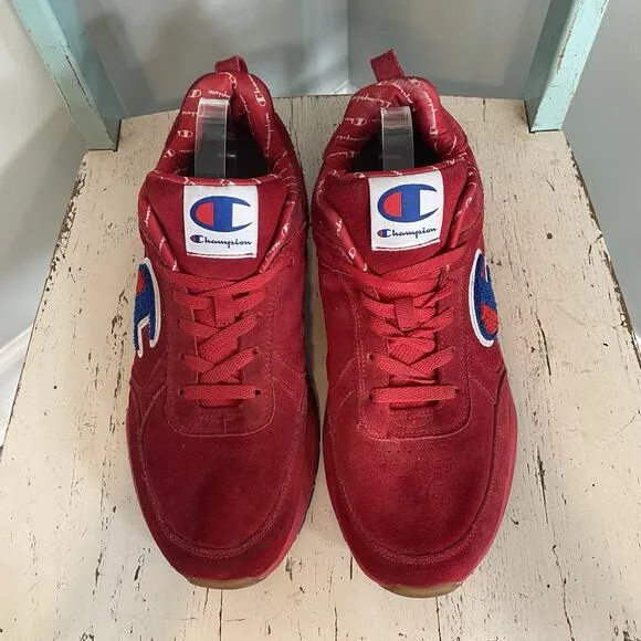 CHAMPION CMS10004M 93EIGHTEEN RED SUEDE LOW TOP SHOES SNEAKERS Men's SIZE 13m