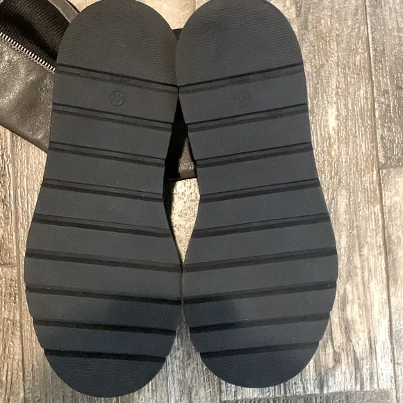 Chanel Gray and Black Leather Boots