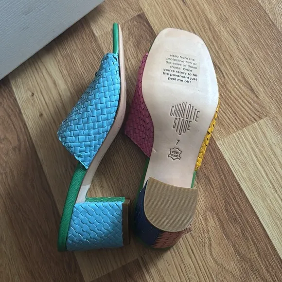 Charlotte Stone Colorful Woven Slide Sandals