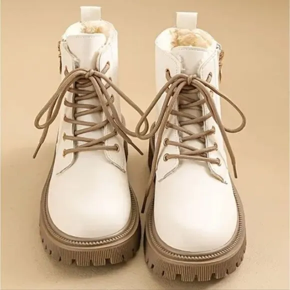 Chic beige thick sole boots sz 8