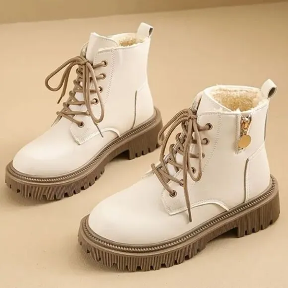Chic beige thick sole boots sz 8