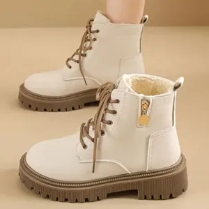 Chic beige thick sole boots sz 8