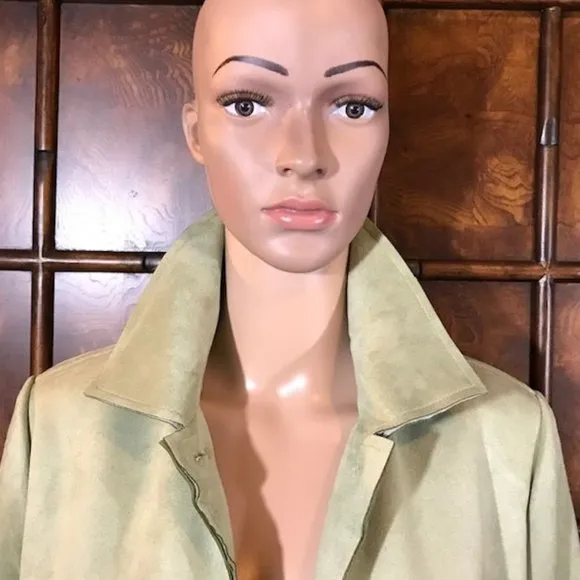 Chico's Cool Sage Stretch Faux Suede Modern Topper
