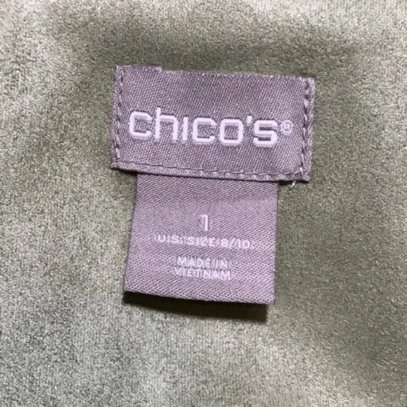 Chico's Cool Sage Stretch Faux Suede Modern Topper