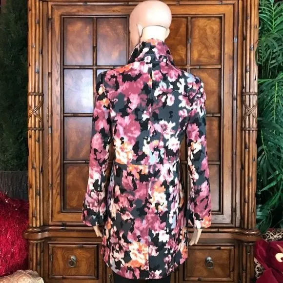 Chico's Textured Cotton Wool Blend Modern Abstract Ikat Jacket