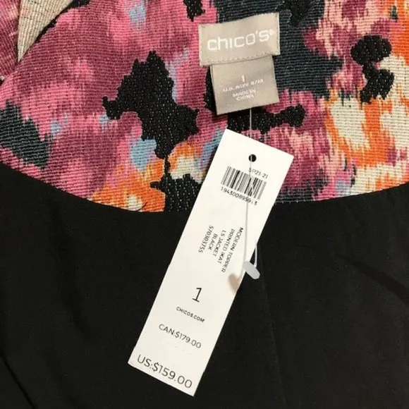 Chico's Textured Cotton Wool Blend Modern Abstract Ikat Jacket