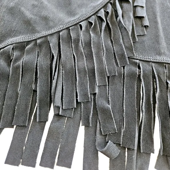 Chico's Travelers Slinky Wrinkle Free Fringe Faux Wrap Midi Skirt in Black S/4
