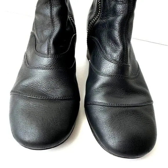 Chloé Black Leather Ankle Boots Size 9.5 With Side Zipper &amp; Block Heel - COA