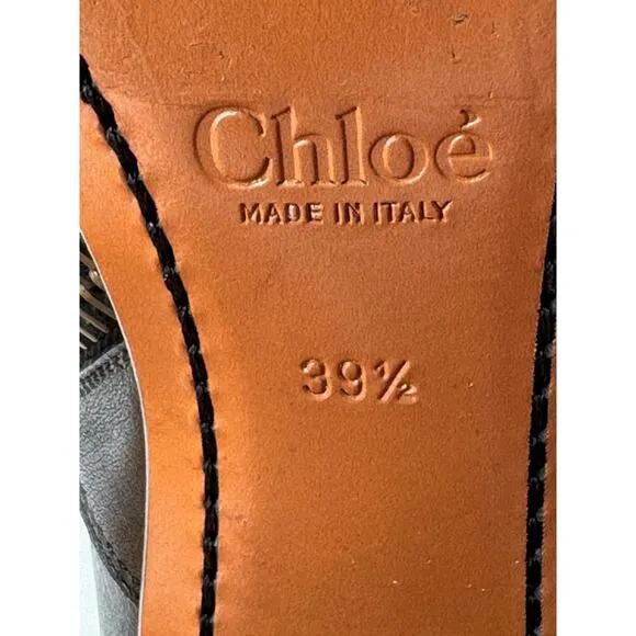 Chloé Black Leather Ankle Boots Size 9.5 With Side Zipper &amp; Block Heel - COA