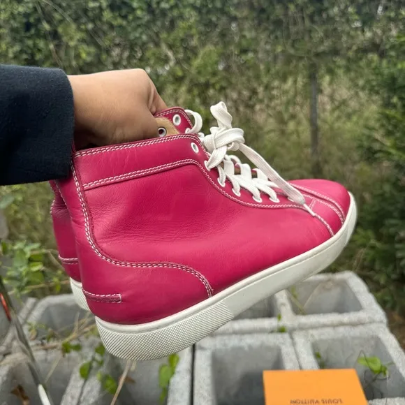 Christian Louboutin High Top Sneakers Shoes LOUIS FLAT Pink EU 42